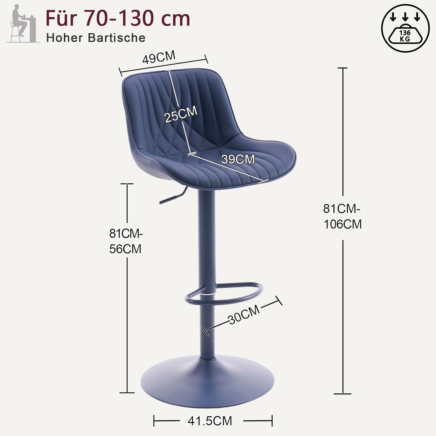 YOUTASTE Model 1925 - Fishtail Ergonomic Bar Stool